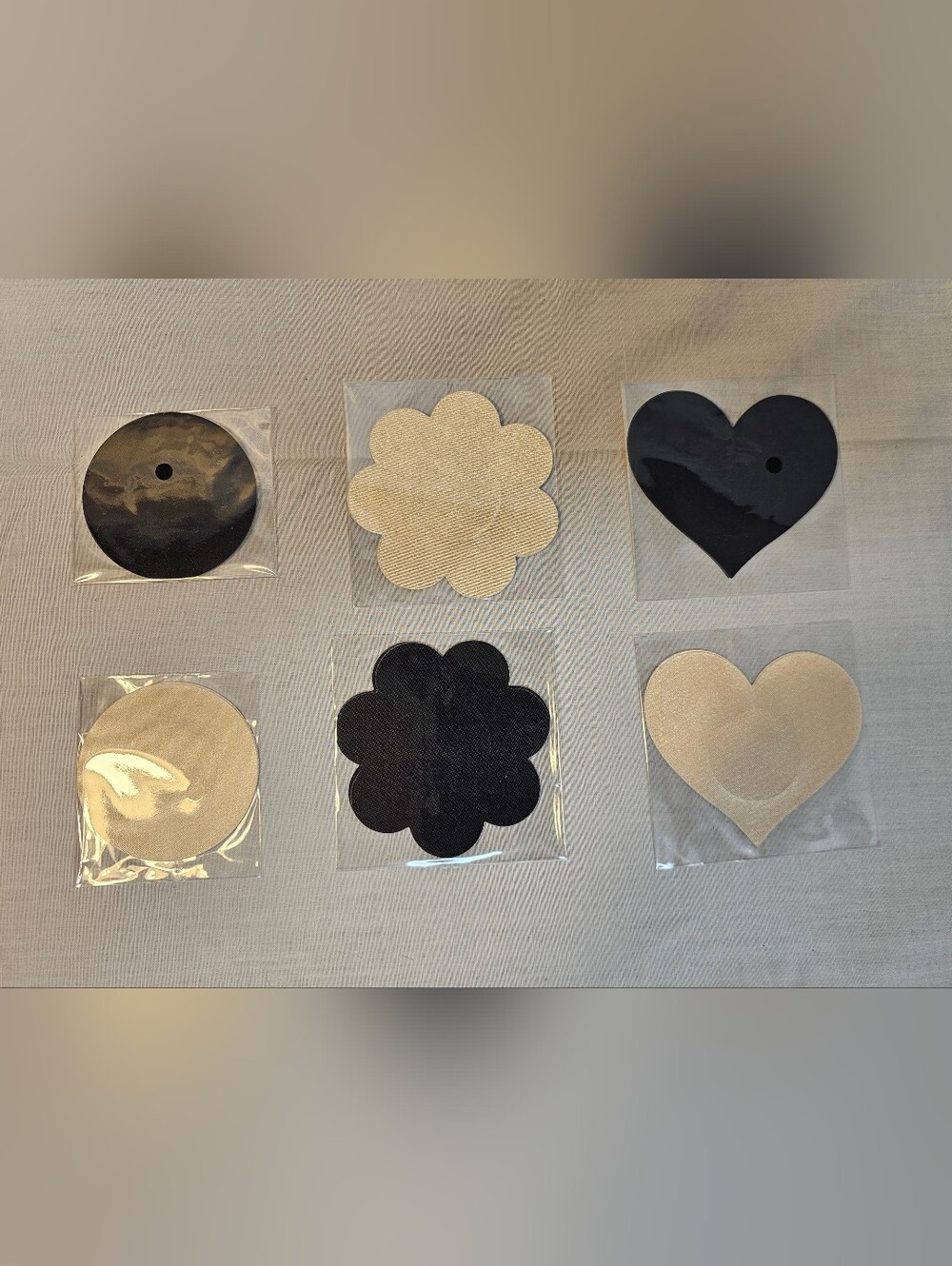 Flower Circle and Heart Shaped Nipple Covers - Black and Gold